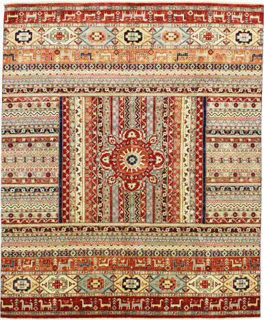 Tribal Nomad Vege Dye Wool Hand Knotted Rug 8'00''x9'09''  - AR72926
