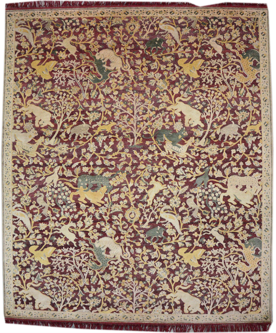 Red 7'10" x 10'2" Traditional Persian Silk Hand knotted Wool Rug - Sku: ART36065