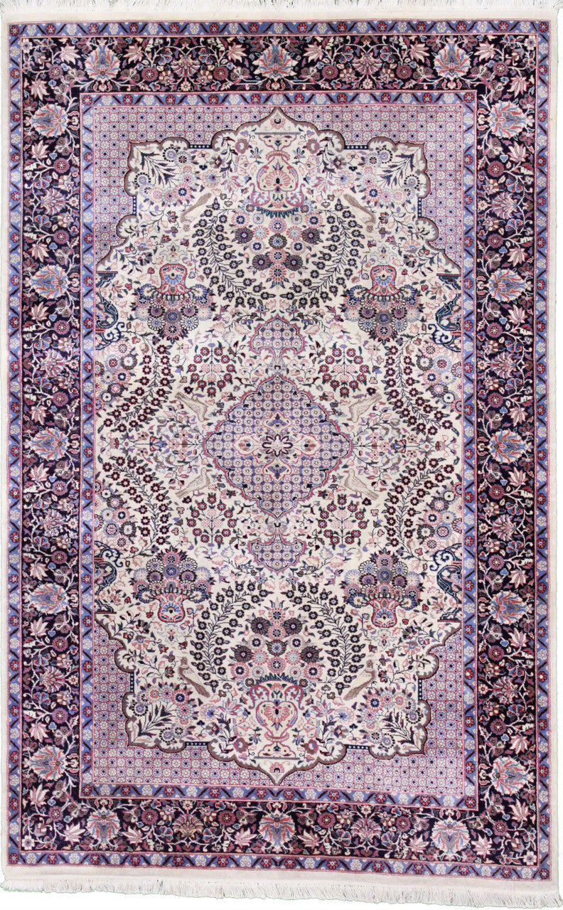 Multi 4'7" x 7'2" Traditional Silk Persian Hand knotted Wool Rug - Sku: ART70895