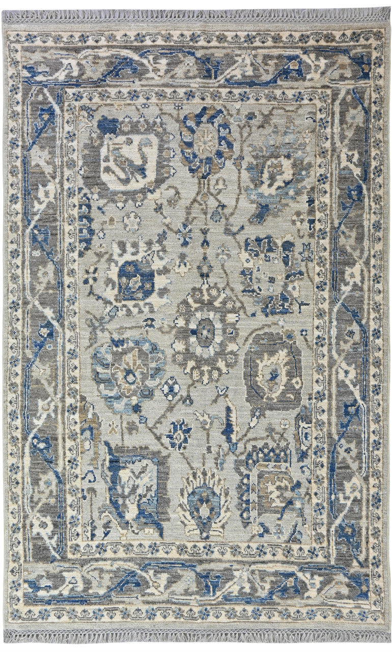 Grey 6'2" x 9'2" Oushak Anatolian Hand knotted Wool Rug - Sku: ART79970