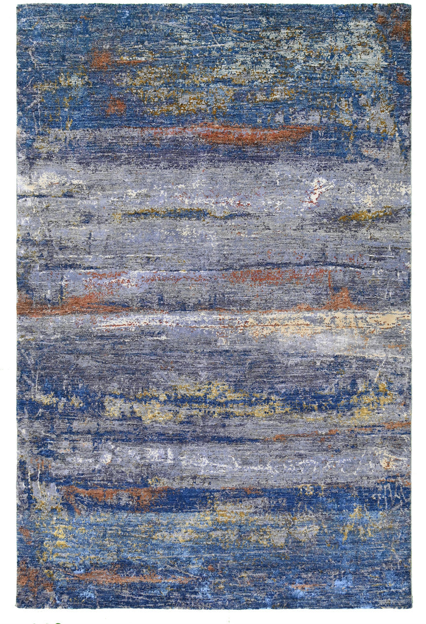 Multi 6'6" x 10'1" Modern Hand knotted Silk Rug - Sku: ART73960