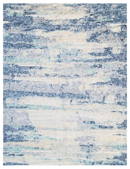 Marrakesh Collection Zn-38 Beige Blue Handknotted Rug 9'01" X 11'10" -Art82972