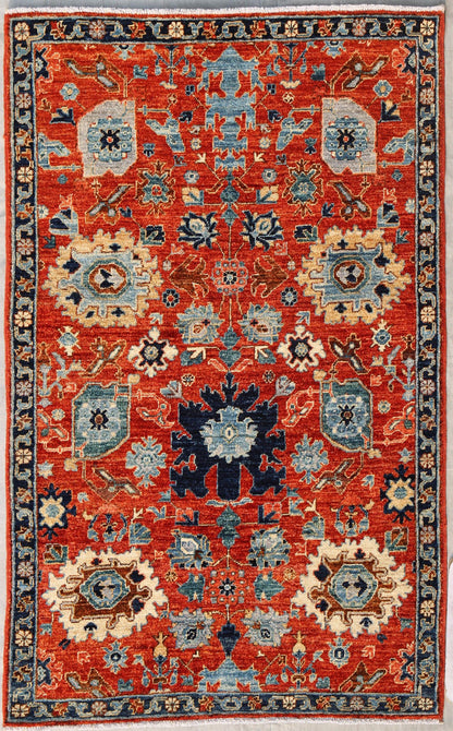 Tribal Nomad Vege Dye Wool Hand Knotted Rug 3'00''x4'10''  - AR78691