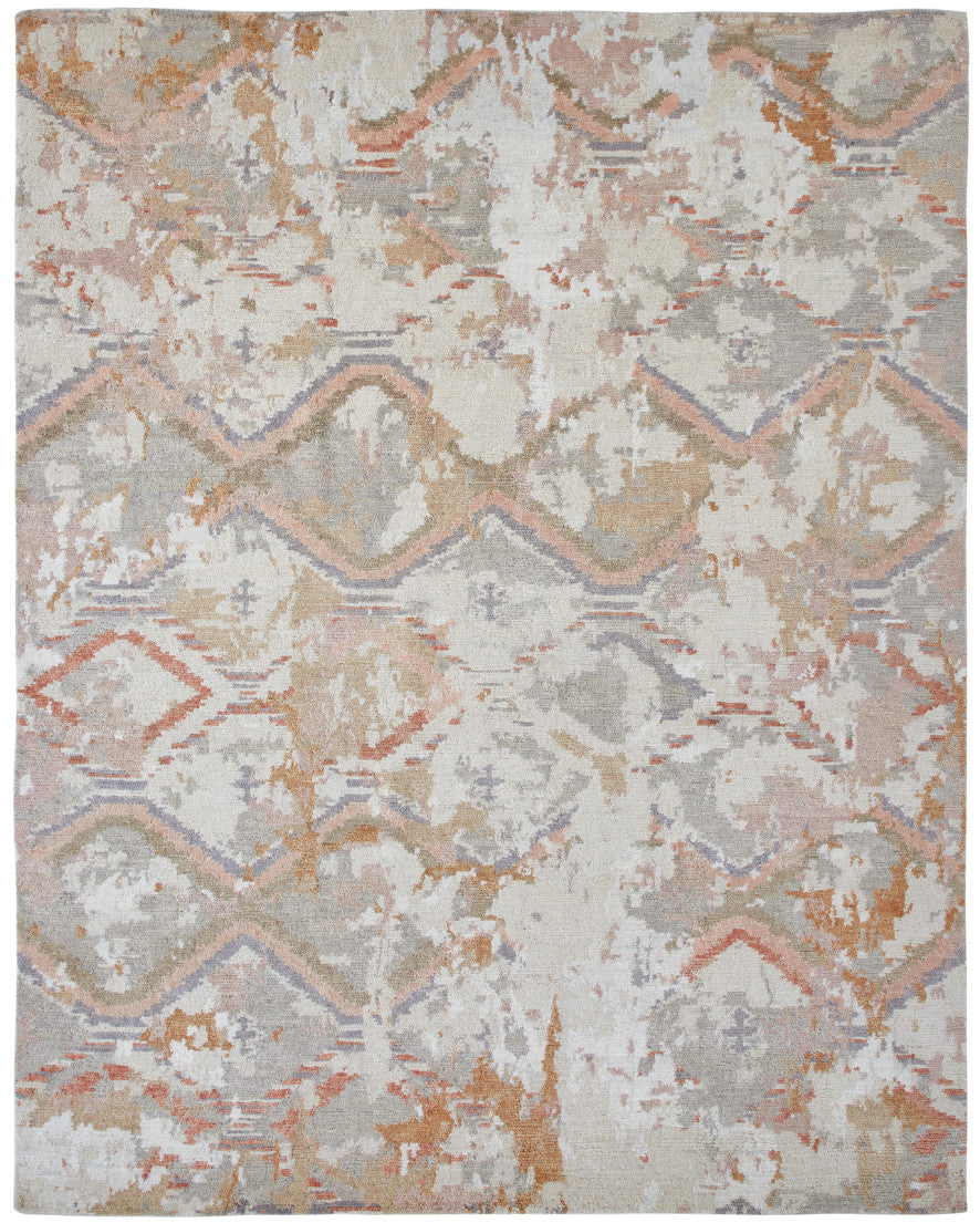 Transitional hand-knotted wool rug in gray, full view
