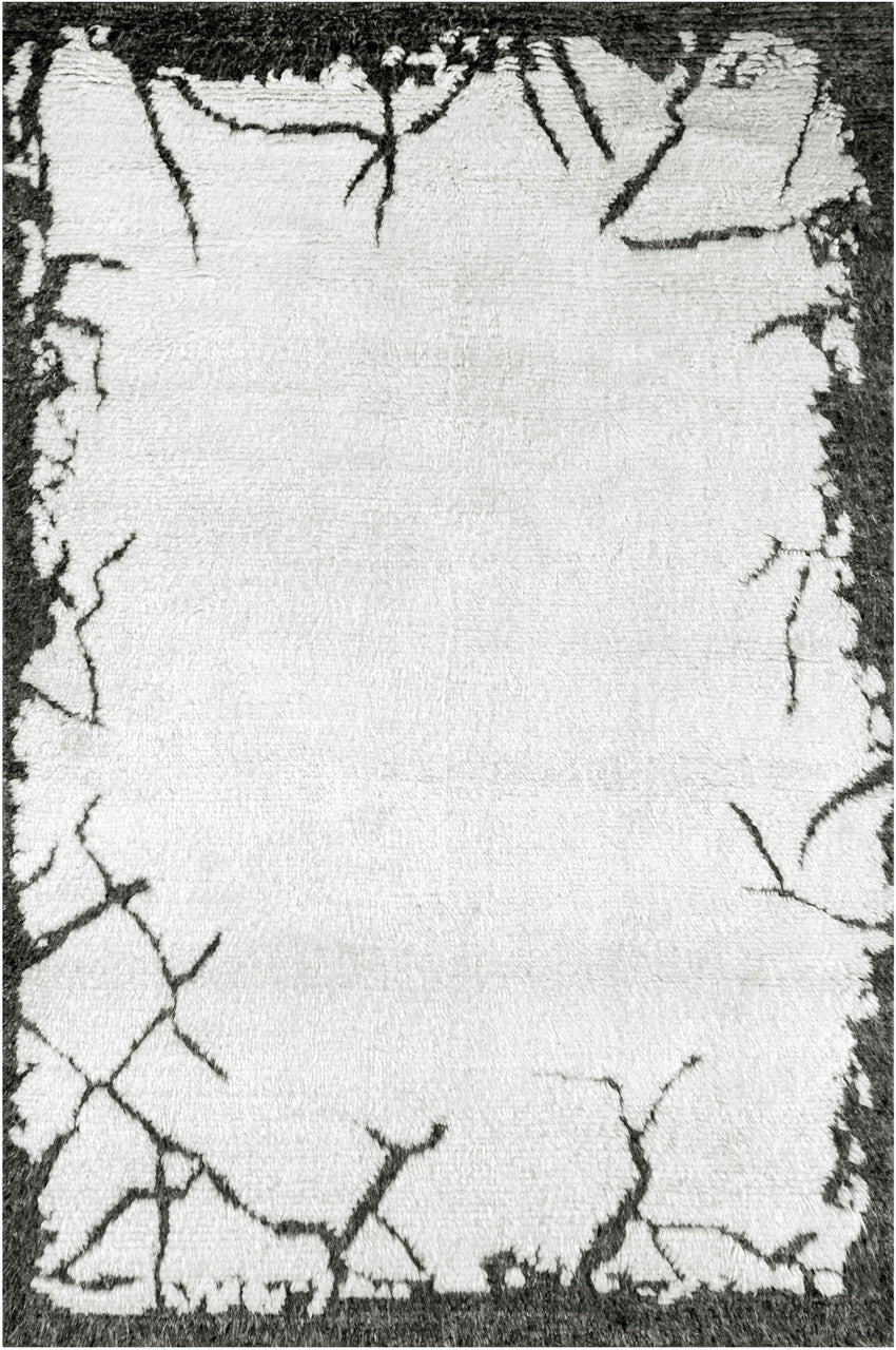 Ivory 6'2" x 8'9" Modern Hand knotted Wool Rug - Sku: ART86597