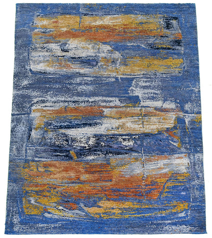Fine Abstract Silk and Wool Hand Knotted Rug 6'07''x9'09''  - AR83897