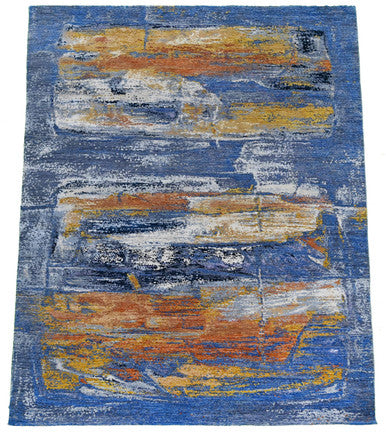 Fine Abstract Silk and Wool Hand Knotted Rug 6'07''x9'09''  - AR83897