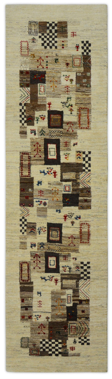 Lori Gabbeh Off W/Brown Handknotted Rug 2'10" X 12'10" -Art40236