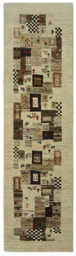 Lori Gabbeh Off W/Brown Handknotted Rug 2'10" X 12'10" -Art40236