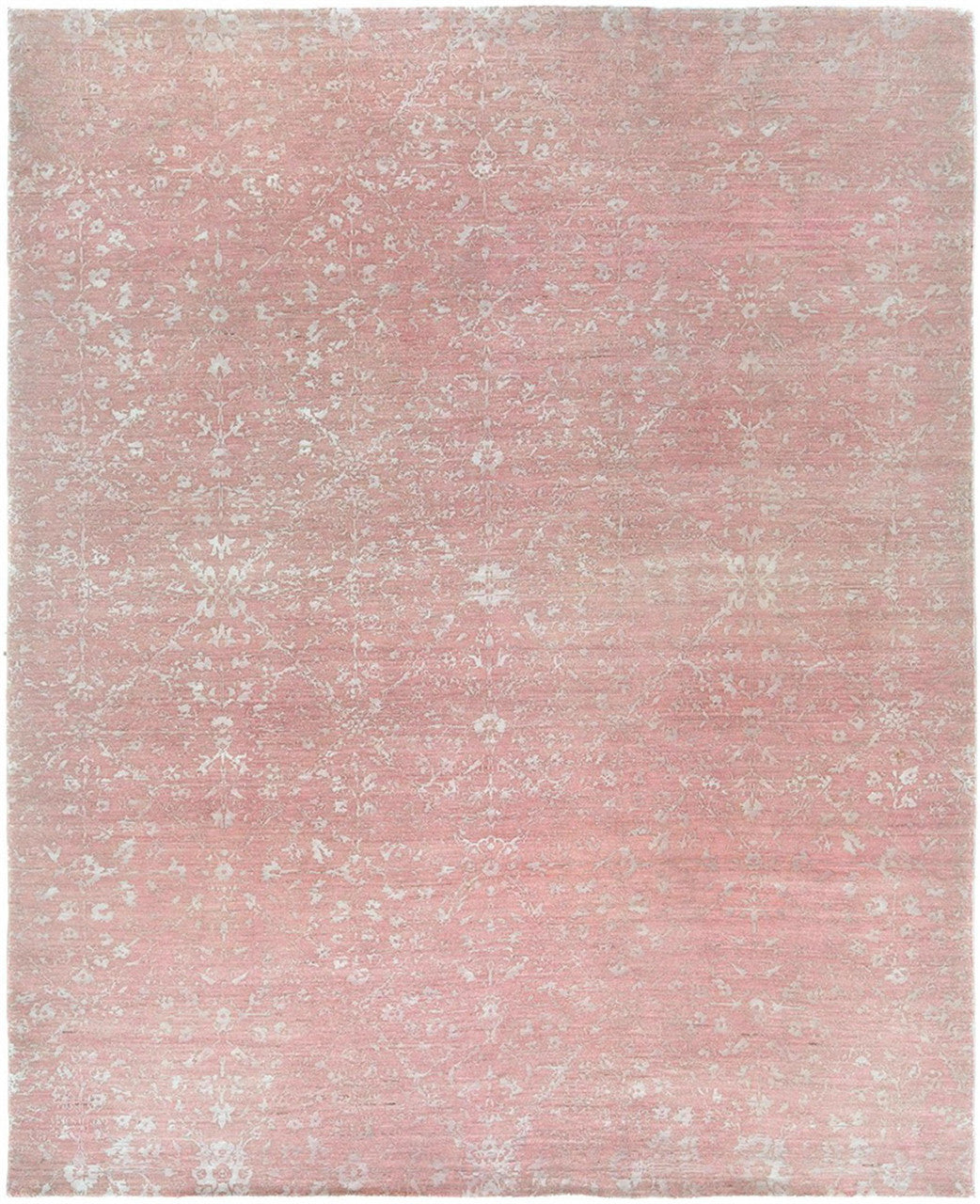 Pink 8'0" x 10'4" Transitional Vintage Silk Hand knotted Wool/Silk Rug - Sku: ART35032