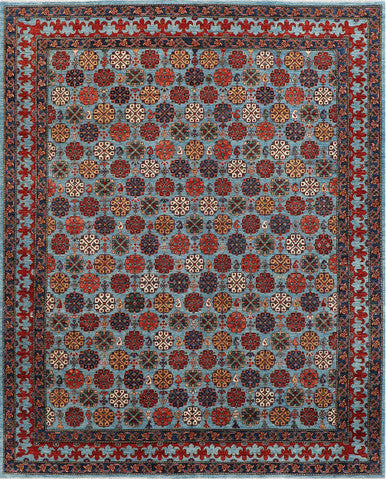 Tribal Nomad Vege Dye Wool Hand Knotted Rug 8'01''x9'10''  - AR83242