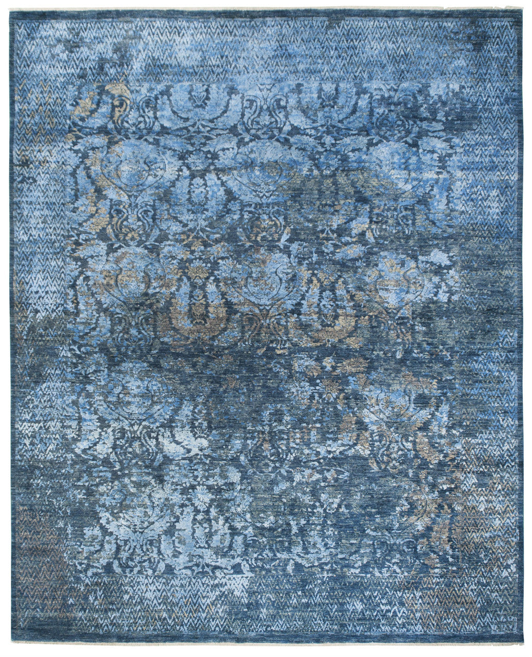 Blue 8'0" x 10'0" Oushak Silk Hand knotted Silk Rug - Sku: ART49294