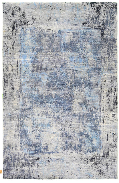 Fine Abstract  Silk and Wool Hand Knotted Rug 6'06''x9'11''  - AR73969