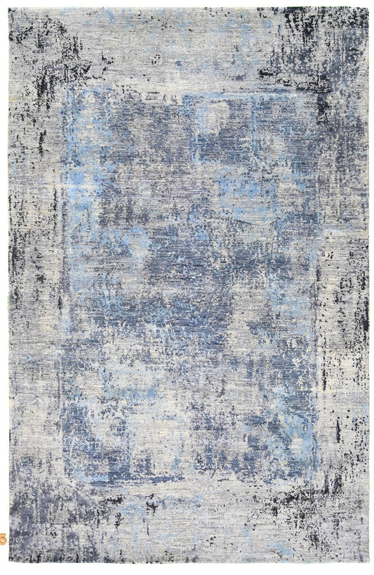 Fine Abstract  Silk and Wool Hand Knotted Rug 6'06''x9'11''  - AR73969