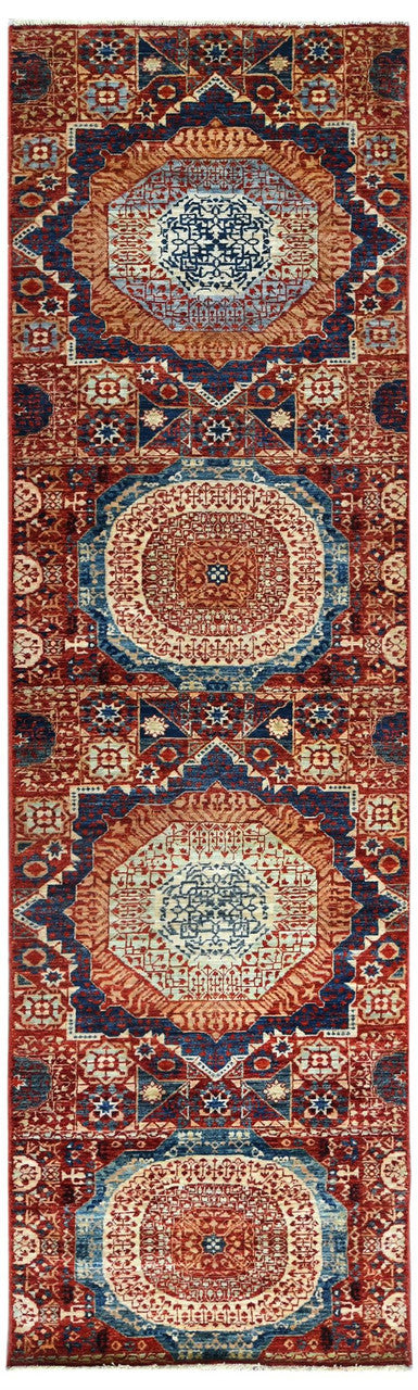 Farahan Mamluk Design Wool Hand Knotted Rug 2'08''x9'07''  - AR77042