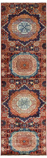 Farahan Mamluk Design Wool Hand Knotted Rug 2'08''x9'07''  - AR77042