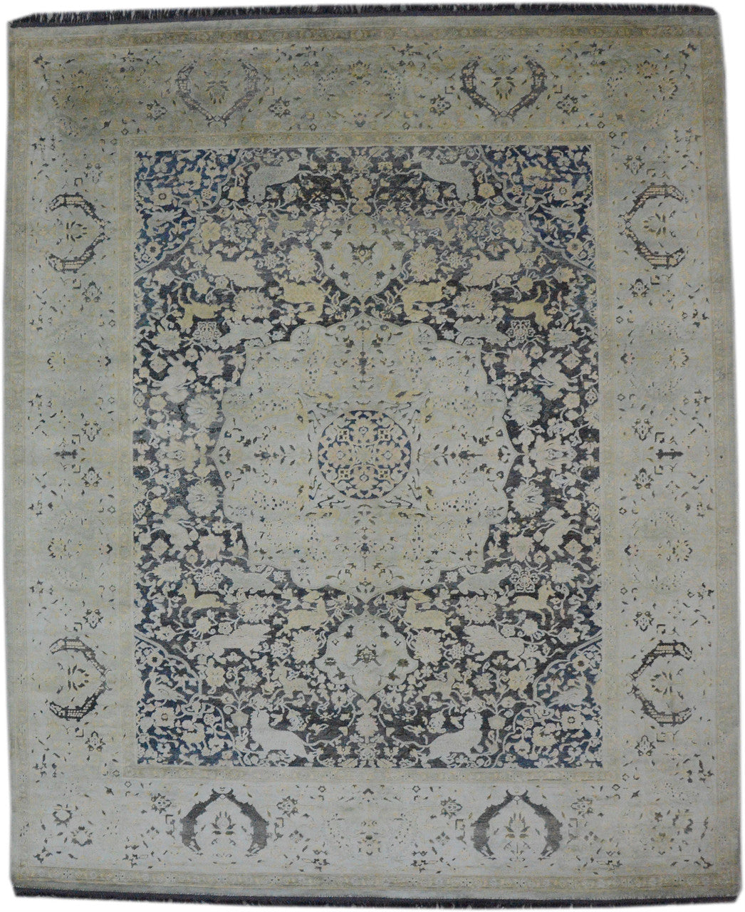 Grey 8'0" x 10'0" Traditional Persian Silk Hand knotted Wool Rug - Sku: ART36058