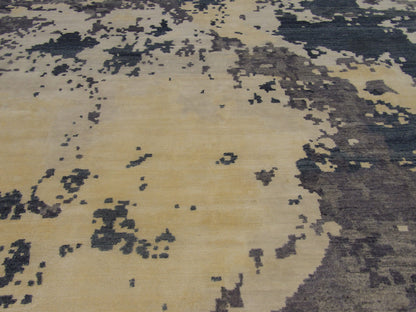Modern ocean rug border detail, blue and gray