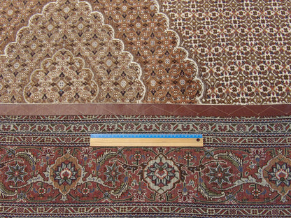Brown & Ivory Fine Persian Fish Mahi Tabriz rug in room setting