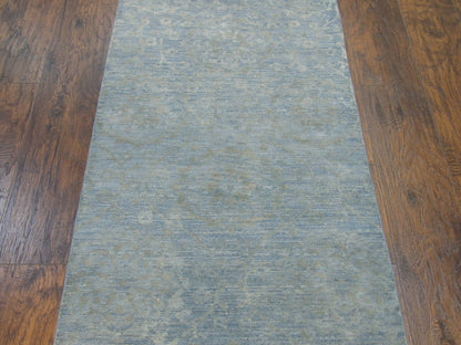 Oushak runner border detail, blue and green