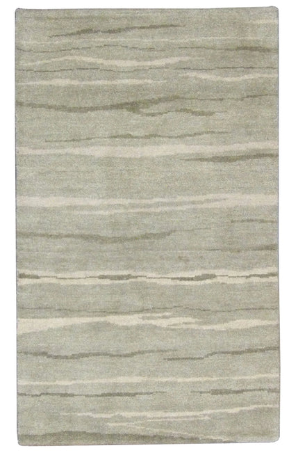 Modern hand-knotted wool rug in green, full view