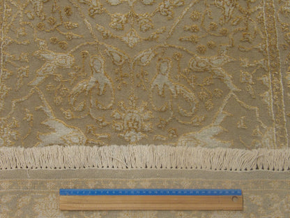 Beige Persian Kashan Carved rug in room setting