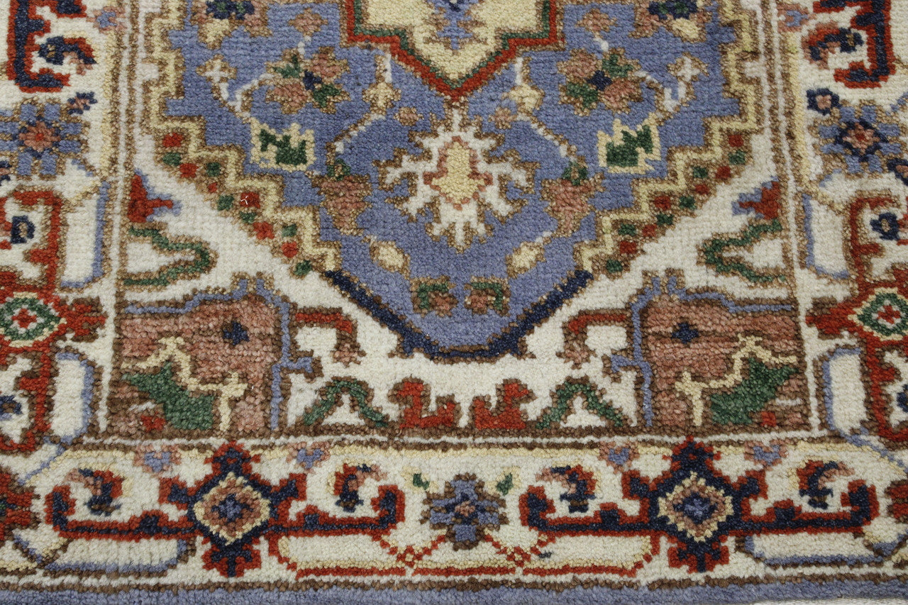 Tribal Indo Heriz rug corner detail