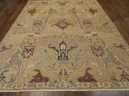 Oushak Ziegler Vintage Antique Wash rug corner detail