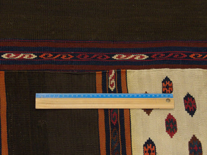 Full view of antique tribal Turkish kilim runner