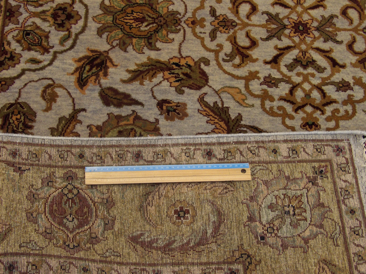 Blue & Gold Fine Ziegler Tie Dye rug in room setting