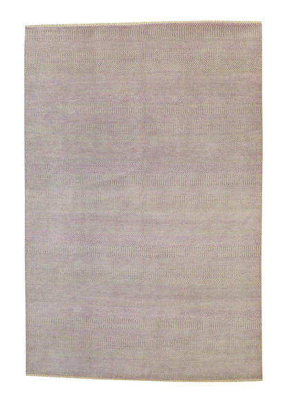 Modern Grass Design hand-knotted wool rug in Beige & Pink, full view