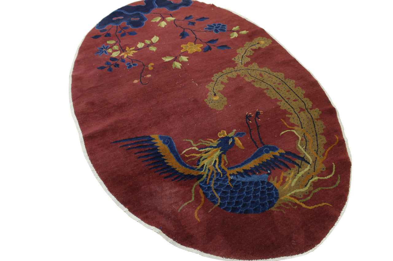 Close-up of wool pile, Blue & Red rug