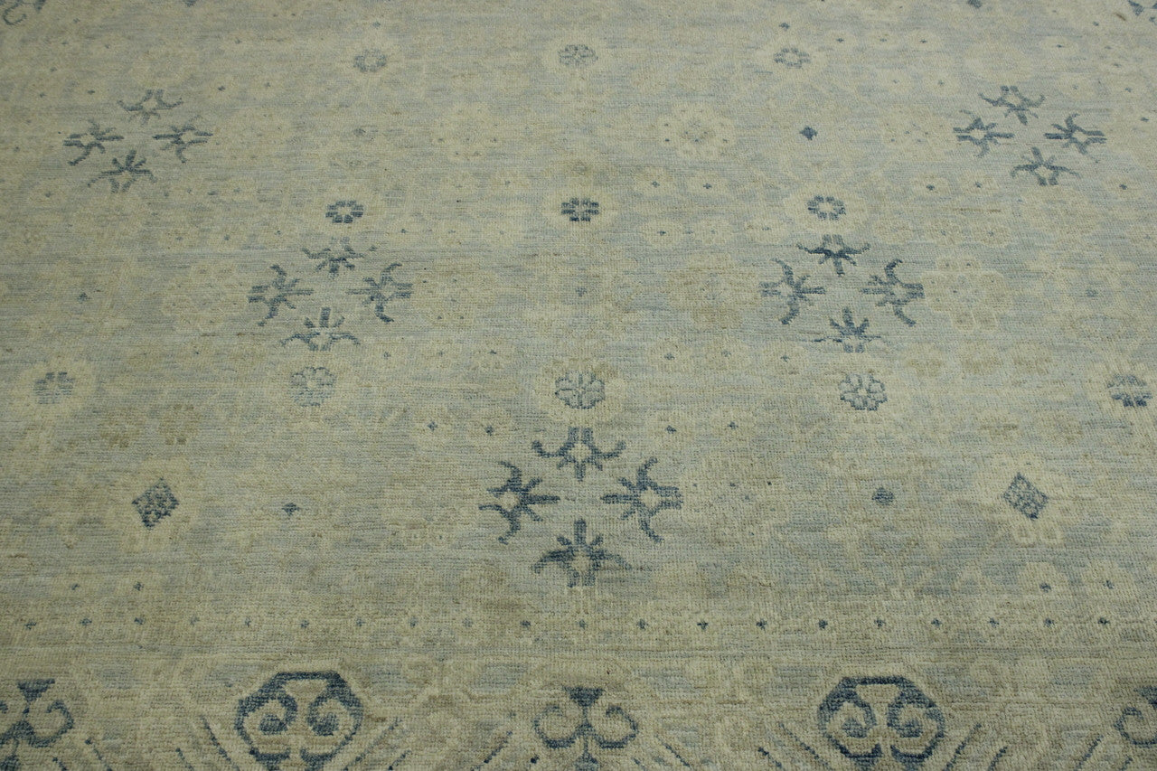 Blue & Gray Oushak Wash Chobi rug in room setting