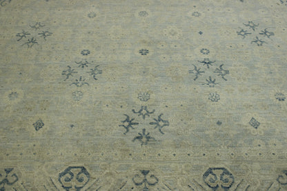 Blue & Gray Oushak Wash Chobi rug in room setting