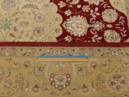 Gold & Red Fine Silky Wash Persian Tabriz rug in room setting