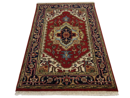 Persian Heriz rug corner detail