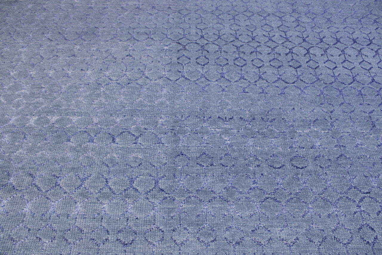 Close-up of wool pile, Blue rug