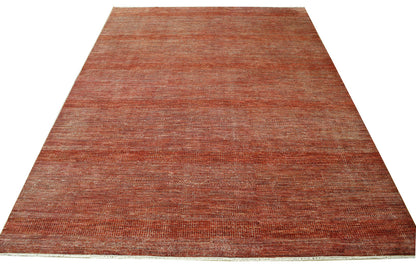 Close-up of wool pile, Beige & Rust rug