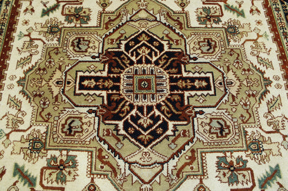 Blue & Beige Tribal Heriz rug in room setting