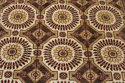 Traditional Khotan Peshawar rug border detail