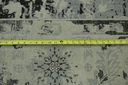 Blue 9'1" x 14'5" Transitional Grass Design Hand knotted Wool Rug - Sku: w2069