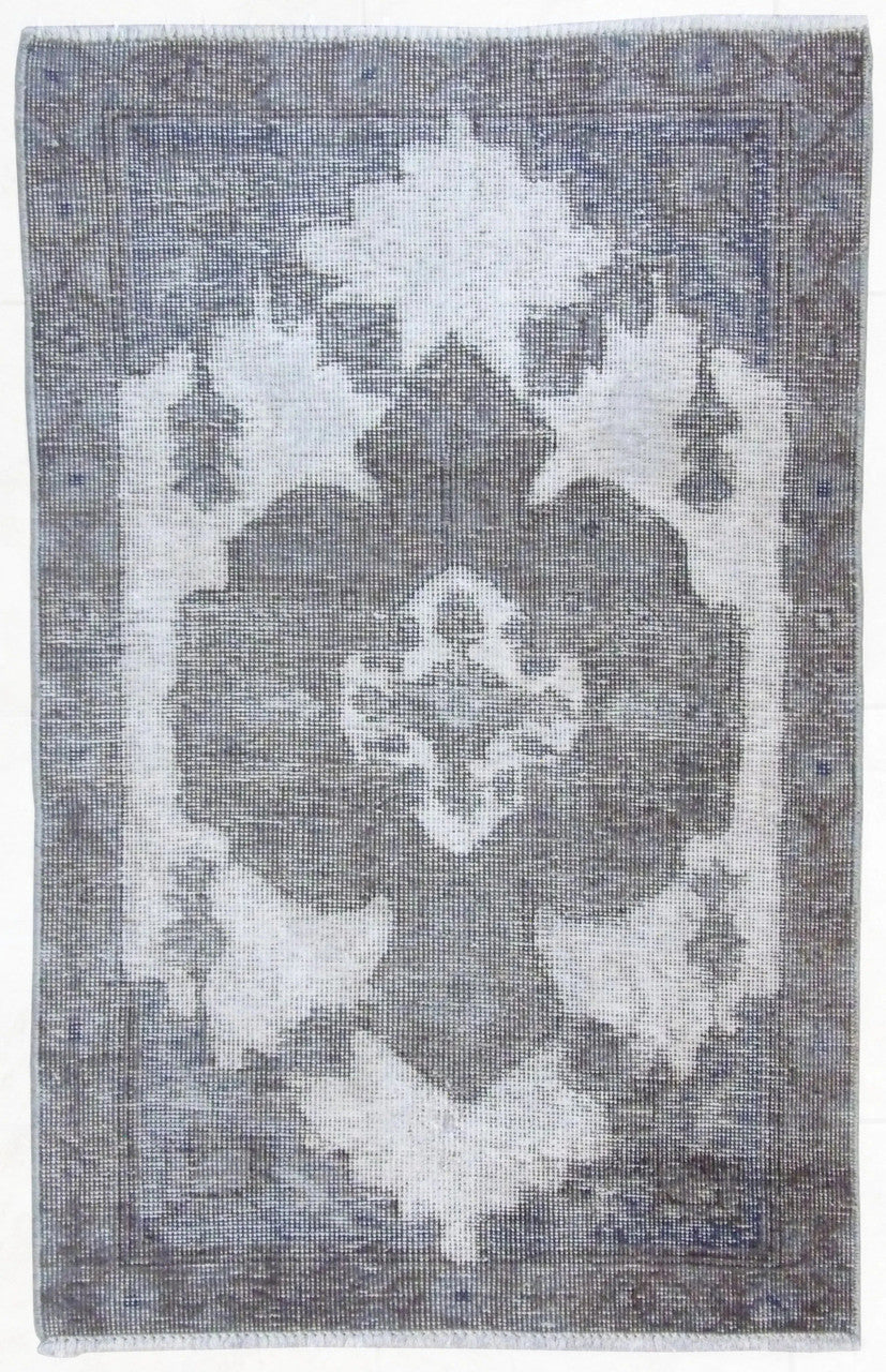 Vintage Overdye hand-knotted wool rug in Gray & Beige, full view