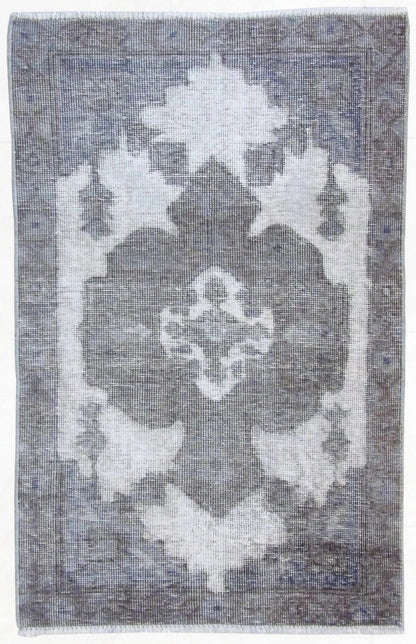 Vintage Overdye hand-knotted wool rug in Gray & Beige, full view