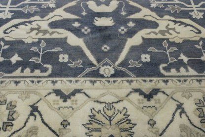 Close-up of wool pile, Blue & Beige rug