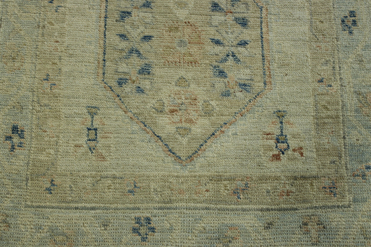 Oushak Wash Chobi rug corner detail