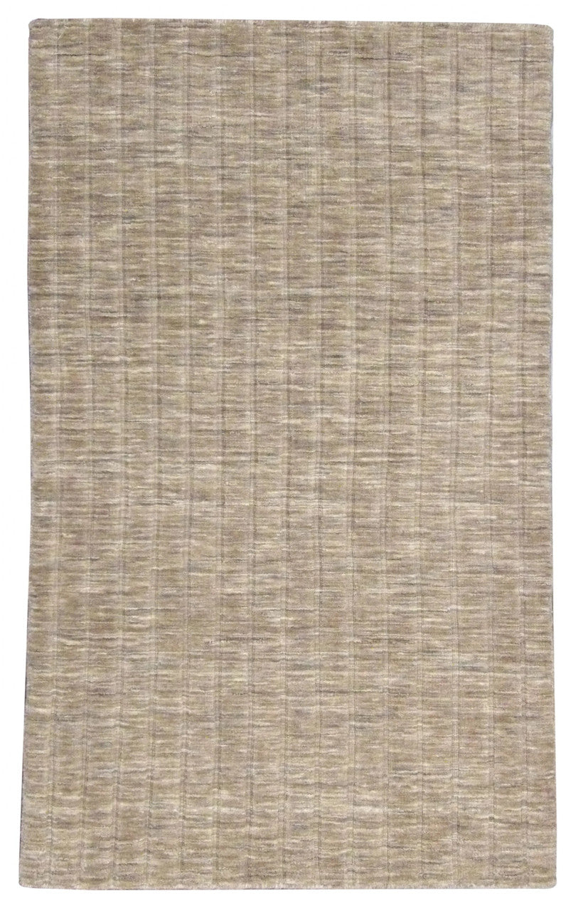 Modern Loom-Knotted hand-knotted wool rug in Brown, full view