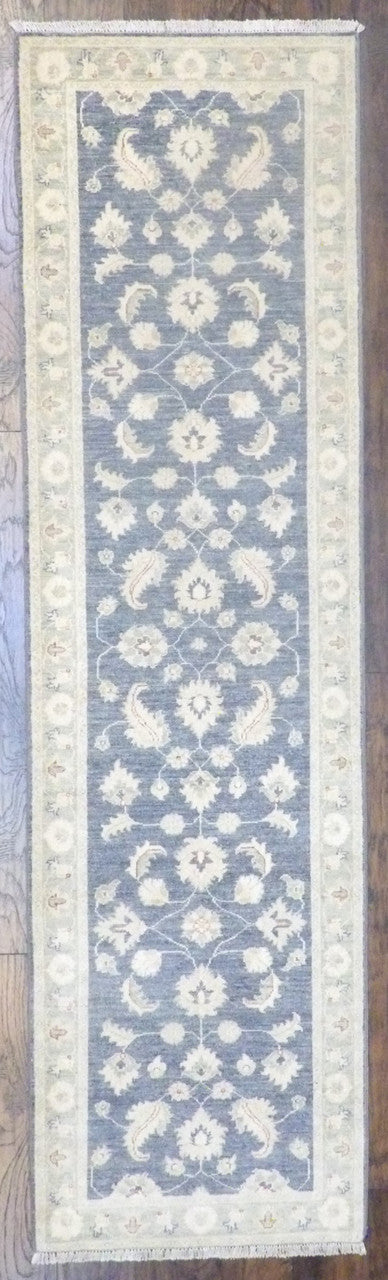 Oushak Chobi Natural Dye hand-knotted wool rug in Gray & Beige, full view