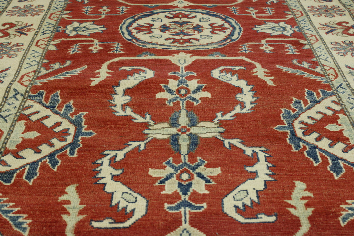 Back of Tribal Super Kazak hand-knotted rug