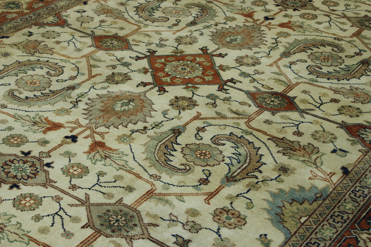 Back of Tribal Hali Heriz hand-knotted rug