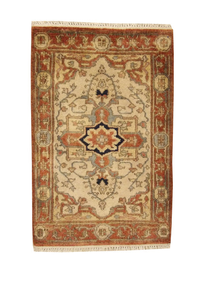 Tribal Antiquty Sherapi hand-knotted wool rug in Beige, full view